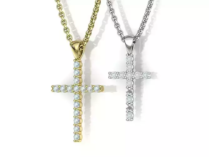Cross Necklaces Set Big and Small 16stones and 12stones 3D Model Collection
