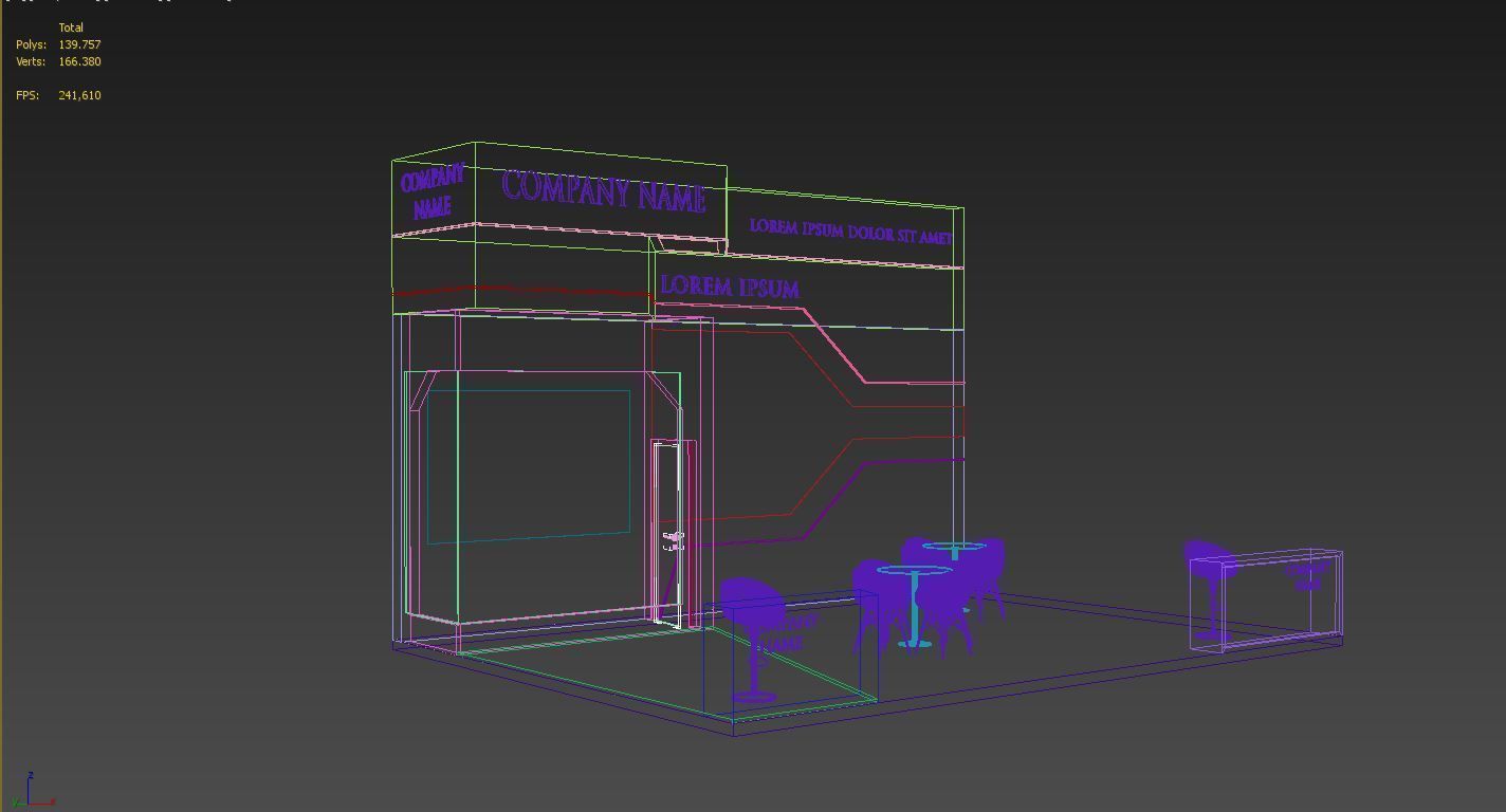 Booth Exhibition Stand Stall 6x8m Height 500 cm 3 Side Open 3D model_5