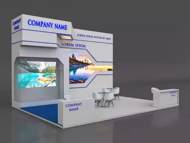 Booth Exhibition Stand Stall 6x8m Height 500 cm 3 Side Open 3D model