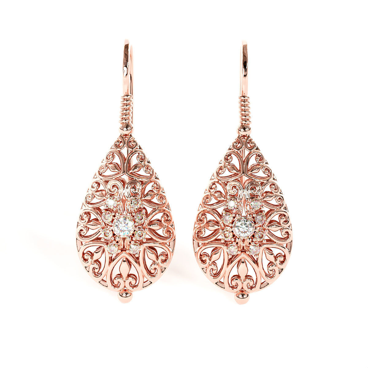 Elegant earring 3D print model_4