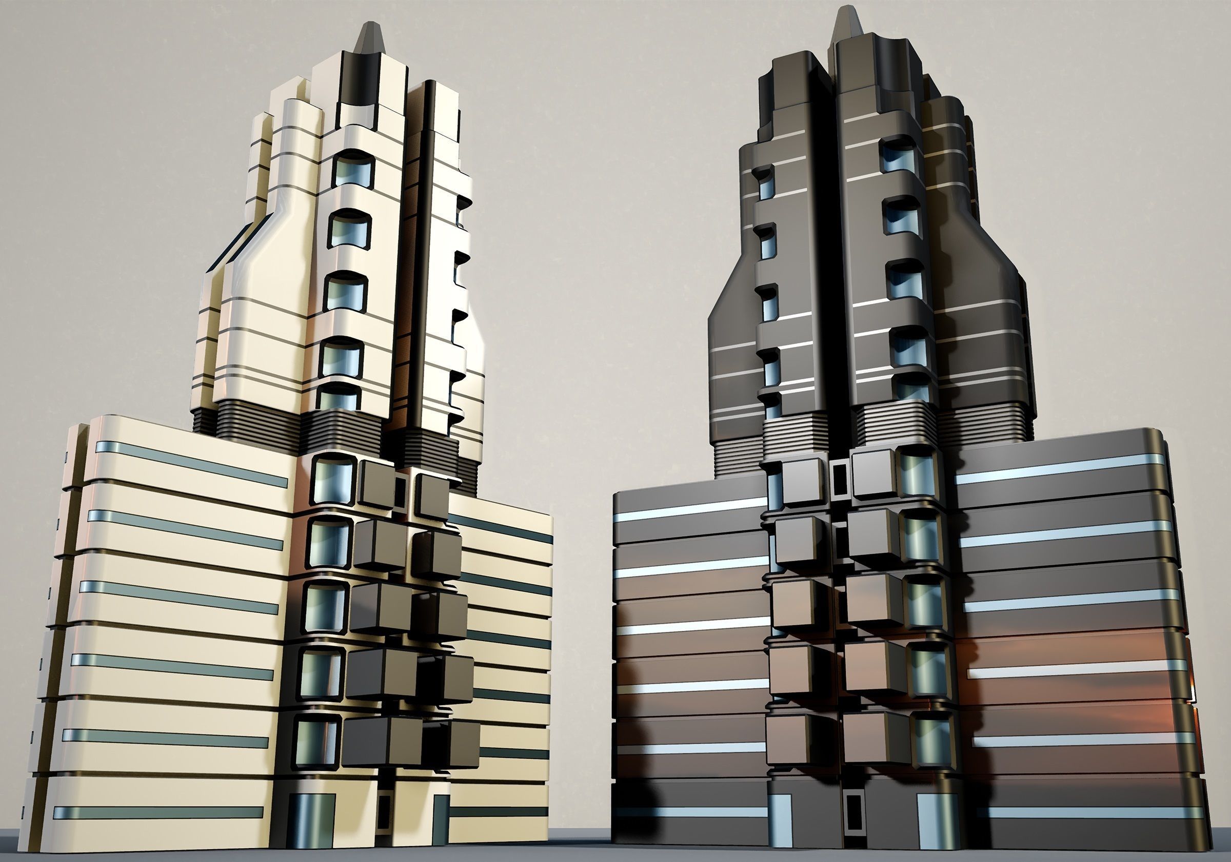 Sci fi Building - VR Low-poly 3D model_4