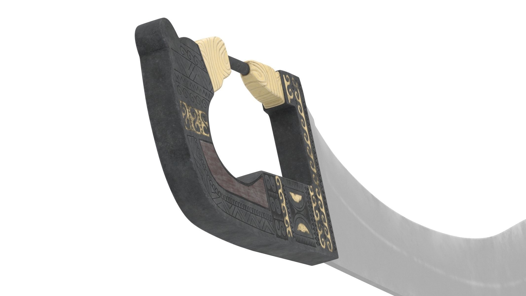 Falcata samurai sword Low-poly 3D model_4