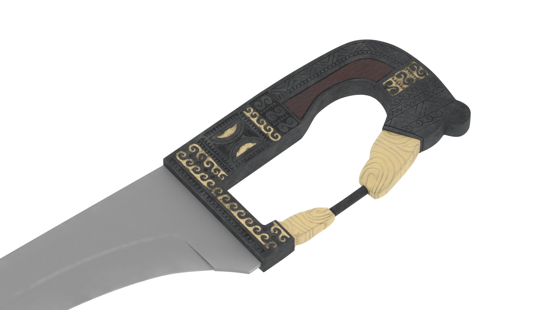 Falcata samurai sword Low-poly 3D model_3