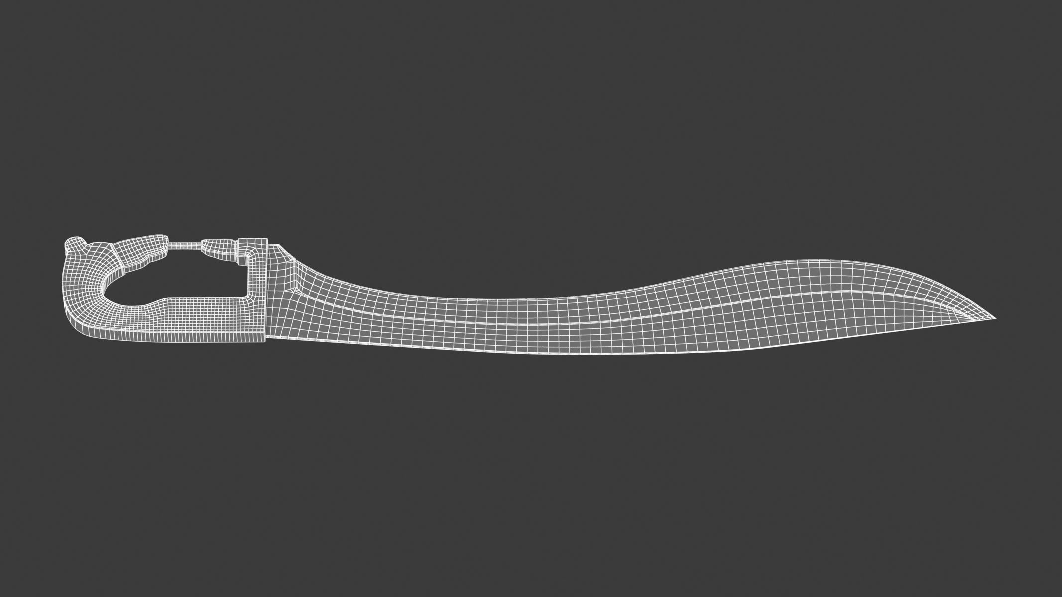 Falcata samurai sword Low-poly 3D model_5