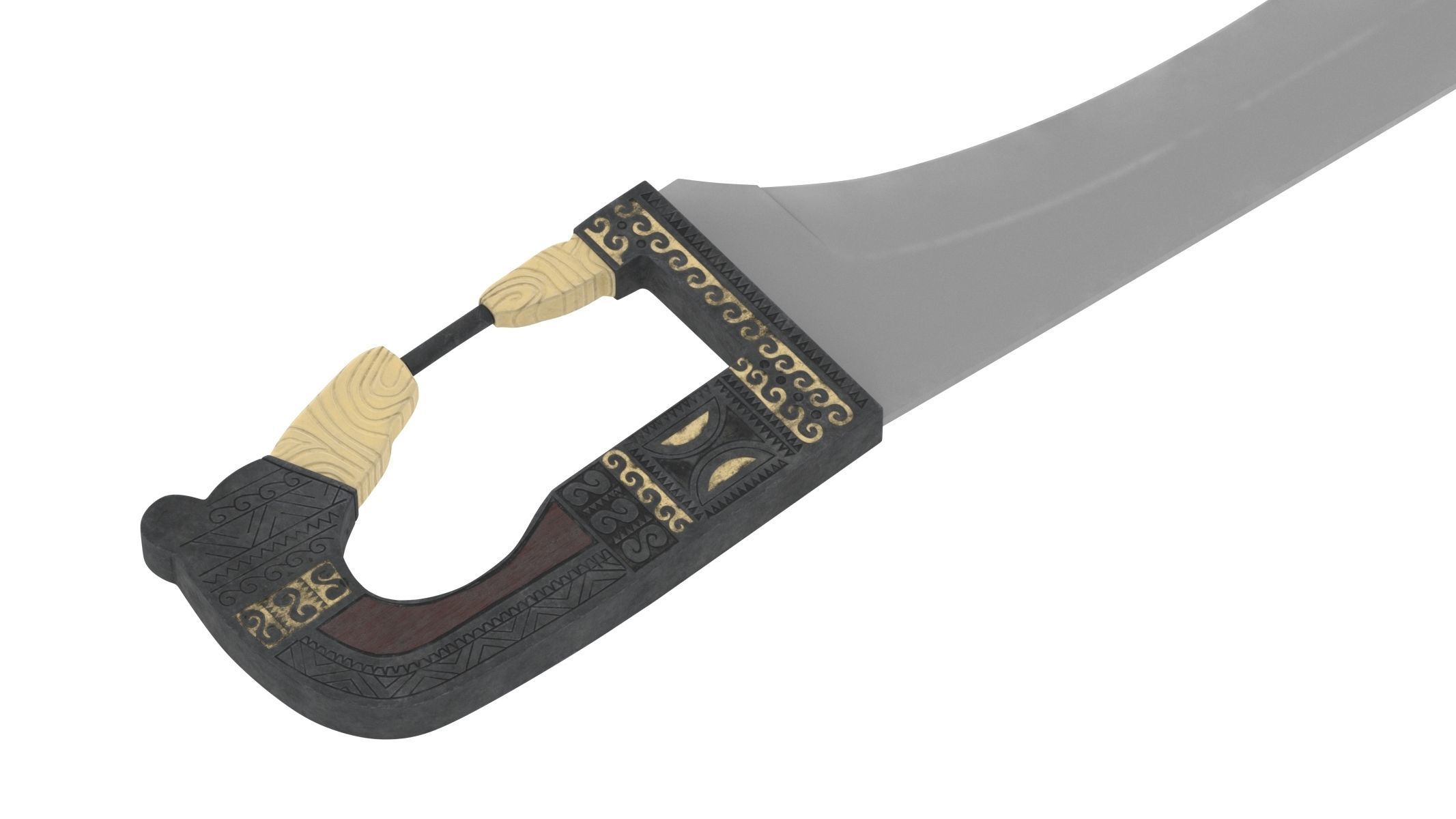 Falcata samurai sword Low-poly 3D model_1