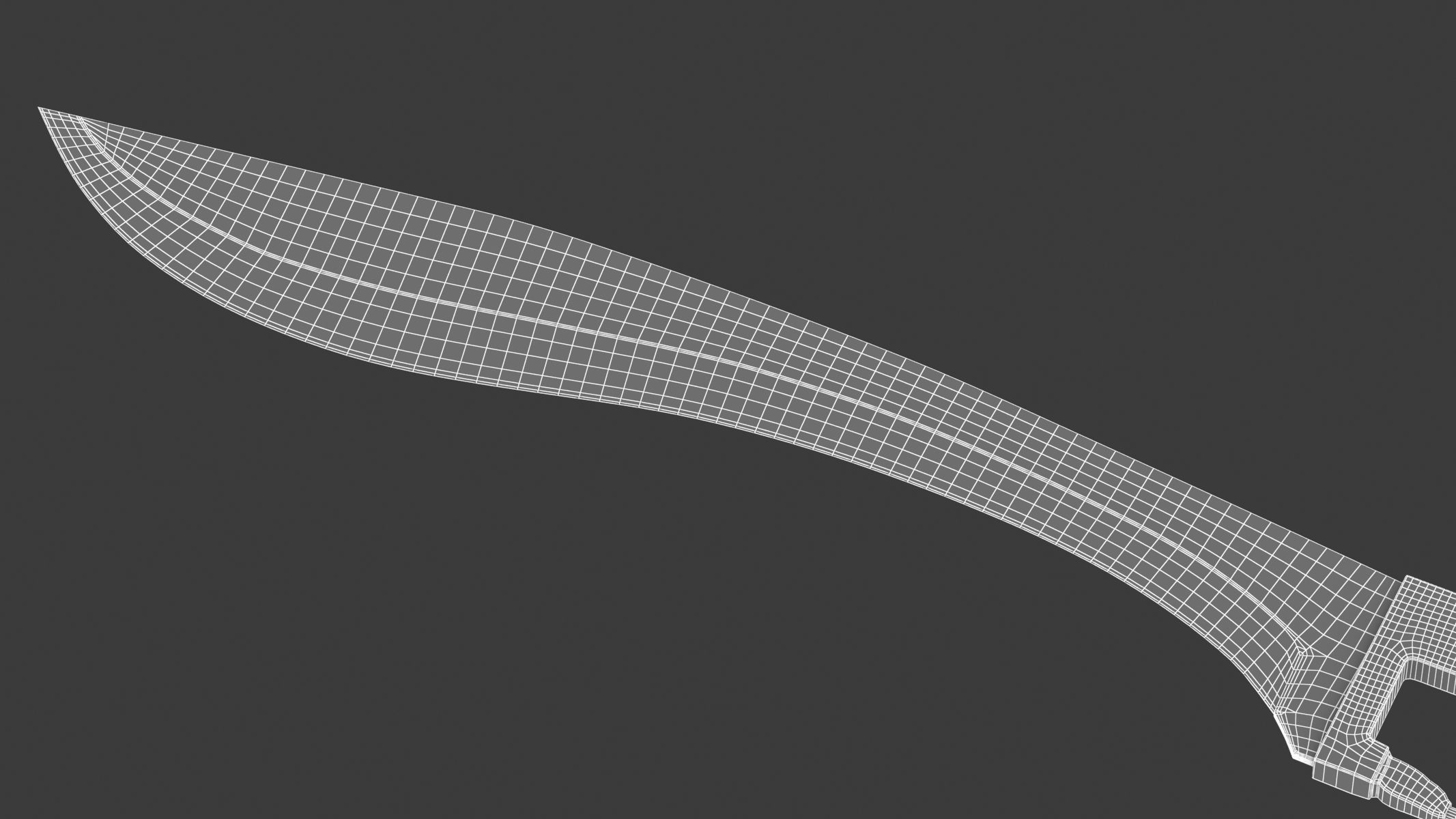 Falcata samurai sword Low-poly 3D model_7