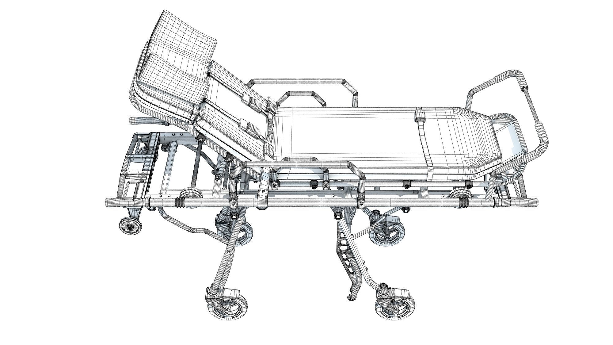 Ambulance Stretcher Trolley 3D model_15