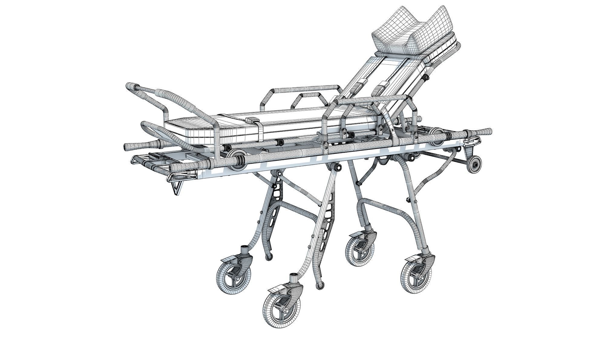 Ambulance Stretcher Trolley 3D model_14