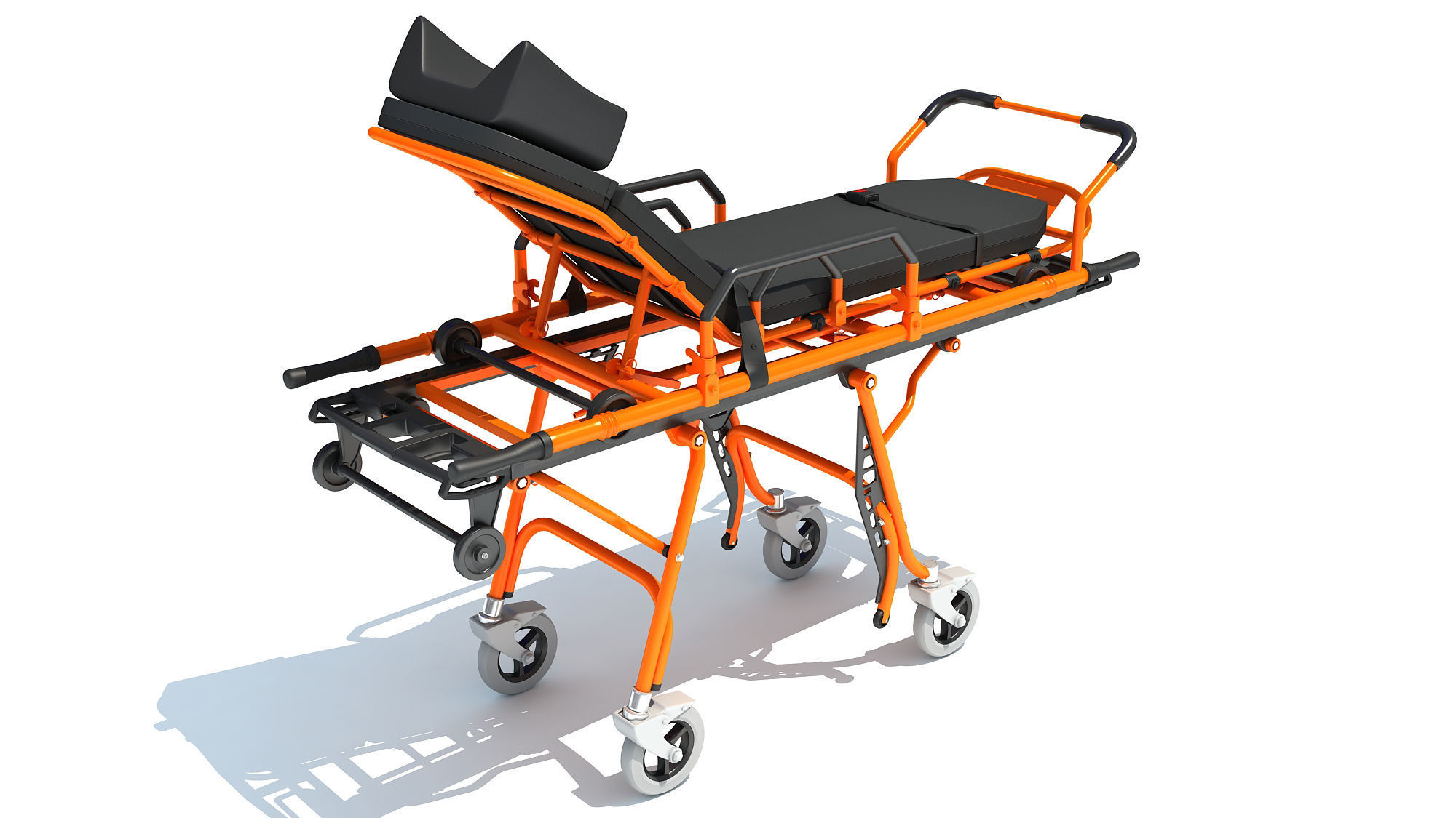 Ambulance Stretcher Trolley 3D model_4