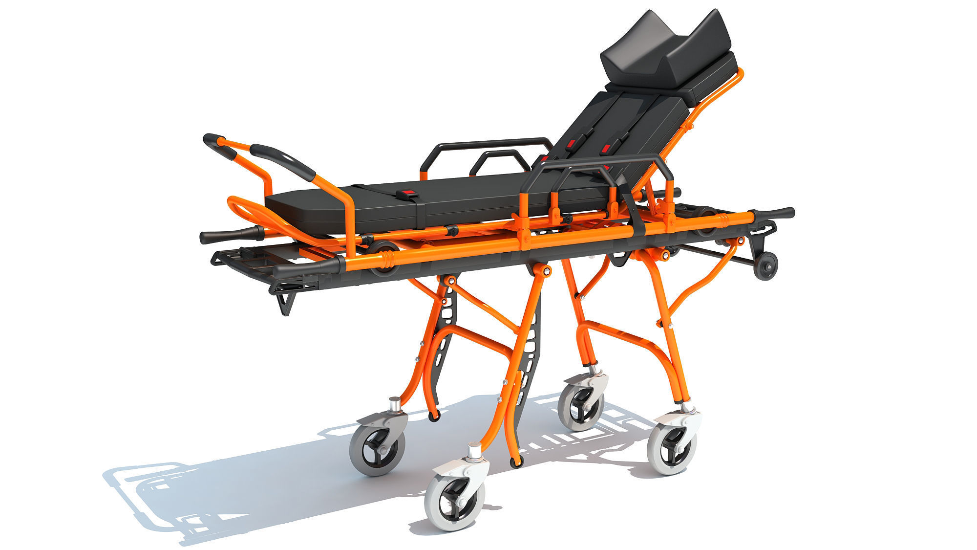 Ambulance Stretcher Trolley 3D model_8