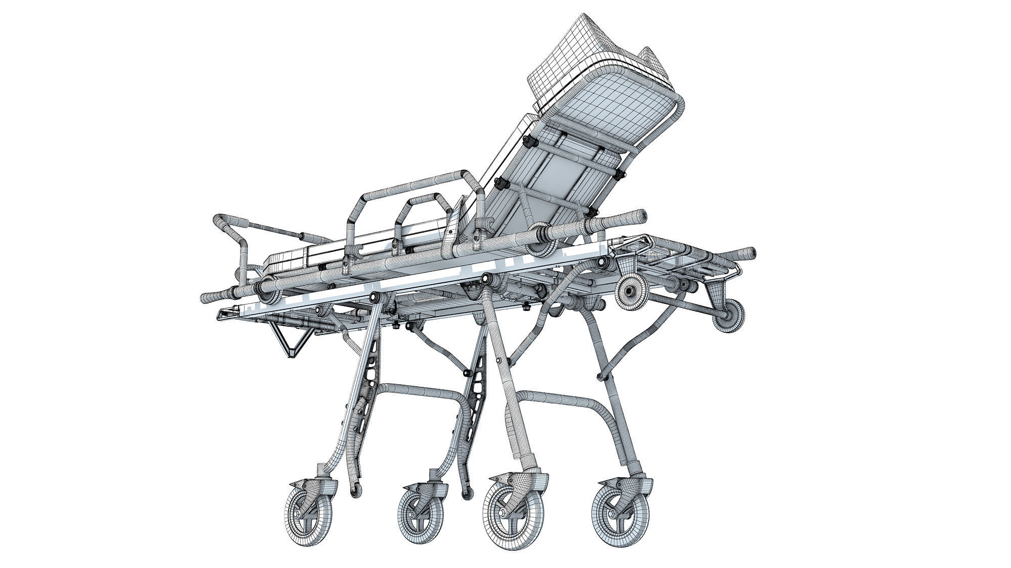 Ambulance Stretcher Trolley 3D model_16