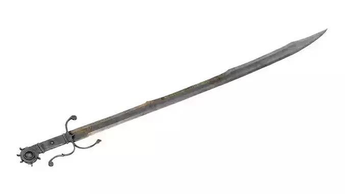 Falchion medieval sword Low-poly 3D model