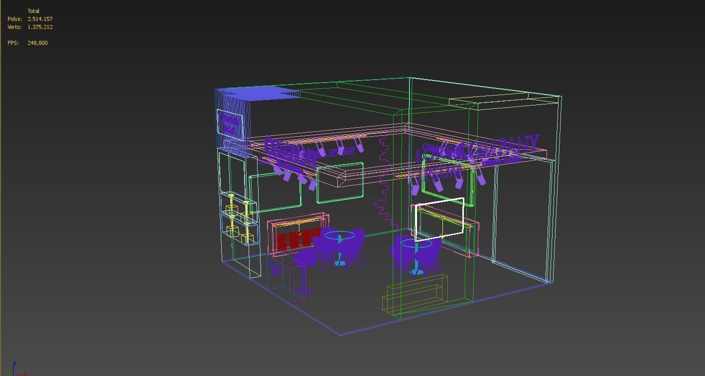 Booth Exhibition Stand Stall 6x6m Height 450 cm 2 Side Open 3D model_5