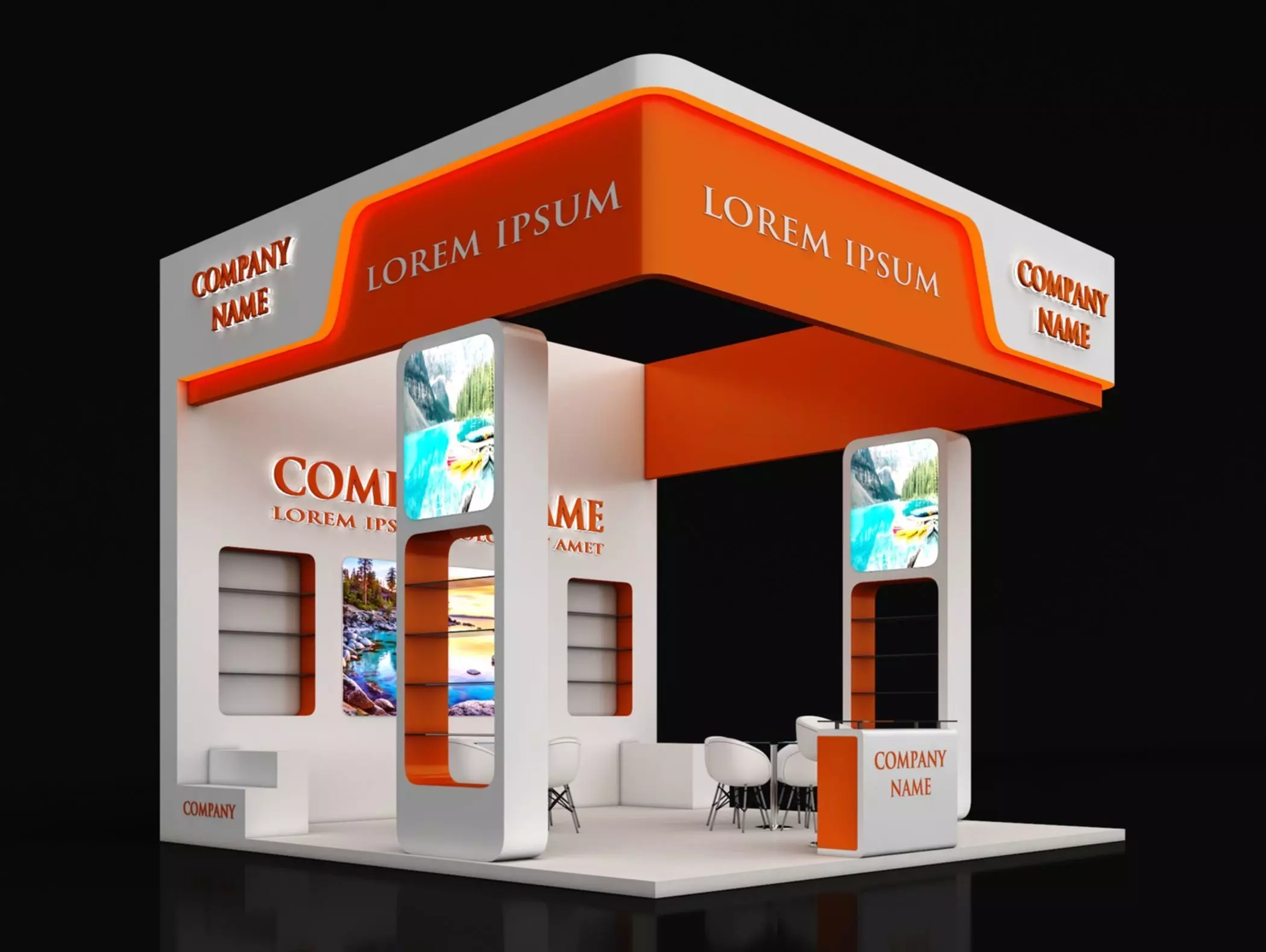 Booth Exhibition Stand Stall 6X6m Height 500 cm 3 Side Open 3D model
