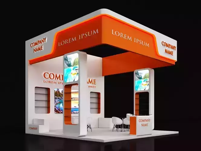 Booth Exhibition Stand Stall 6X6m Height 500 cm 3 Side Open 3D model