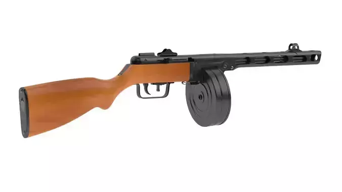 PPSh-41 airsoft gun with wooden barrel 3D model