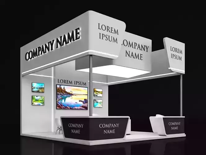 Booth Exhibition Stand Stall 6X6m Height 450 cm 3 Side Open 3D model