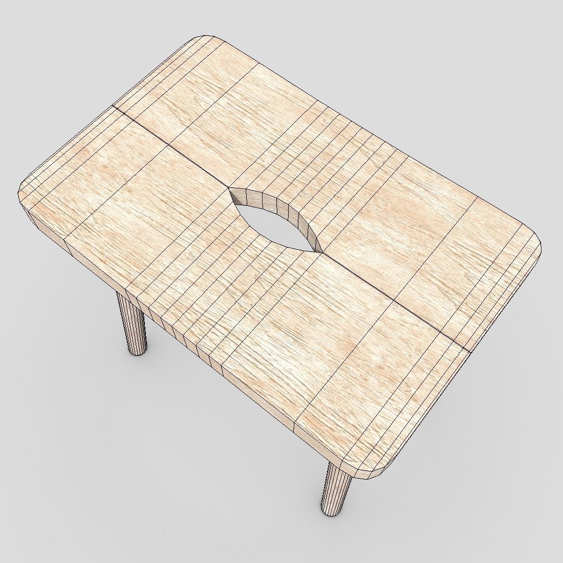 Stool 9 wooden Low-poly 3D model_8