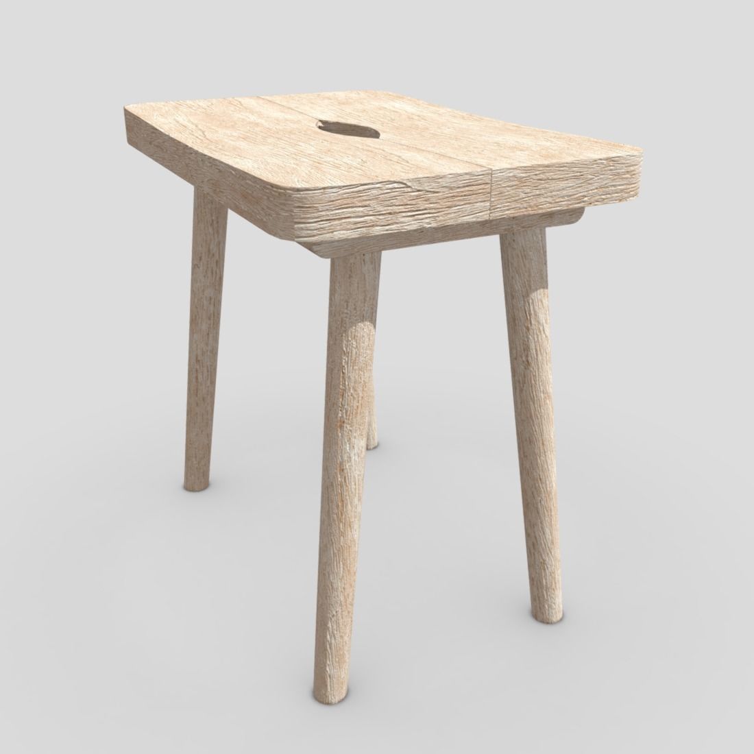 Stool 9 wooden Low-poly 3D model_11