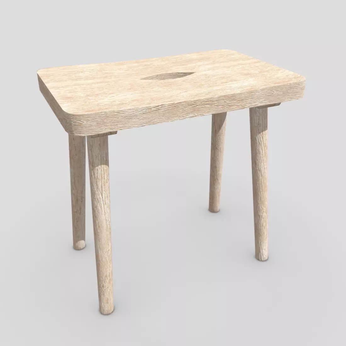 Stool 9 wooden Low-poly 3D model_0