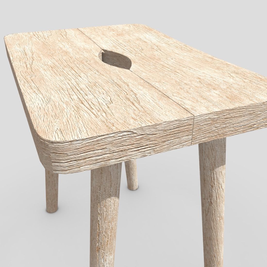 Stool 9 wooden Low-poly 3D model_13