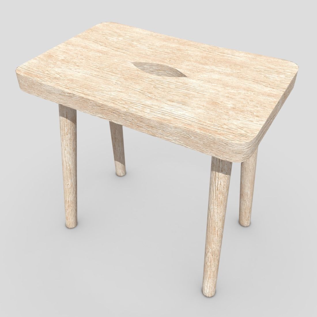 Stool 9 wooden Low-poly 3D model_5