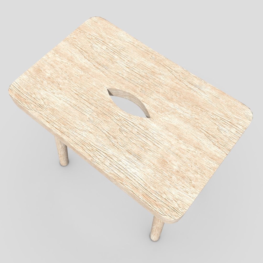 Stool 9 wooden Low-poly 3D model_7