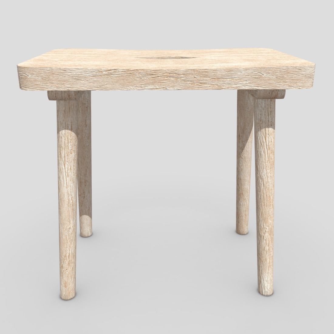 Stool 9 wooden Low-poly 3D model_3