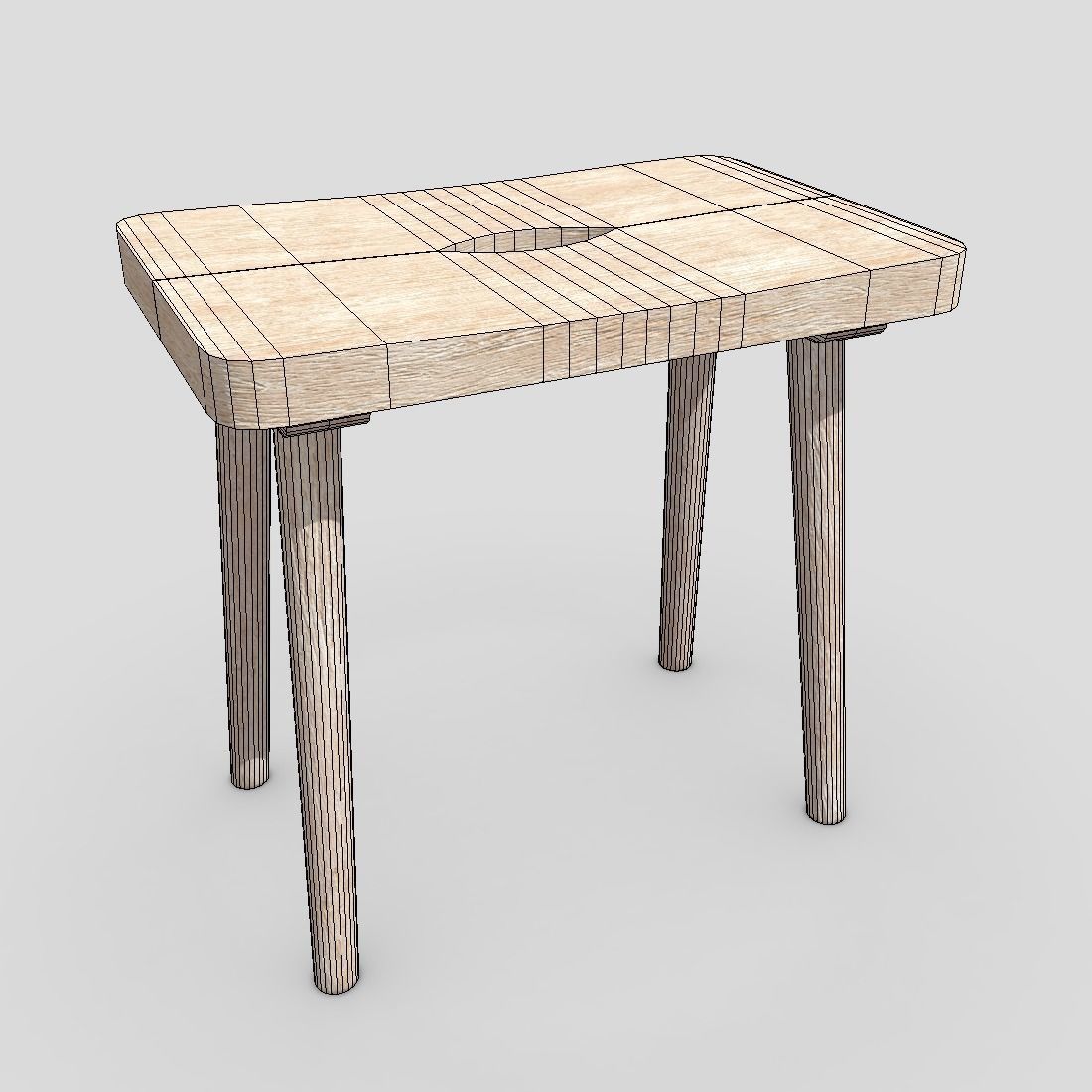 Stool 9 wooden Low-poly 3D model_2