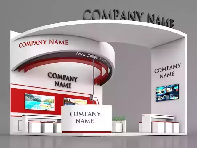 Booth Exhibition Stand Stall 6X6m Height 500 cm 3 Side Open 3D model
