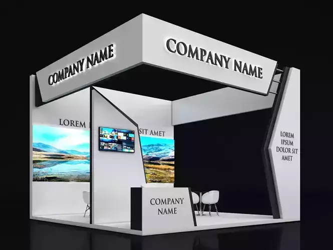 Booth Exhibition Stand Stall 6X6m Height 450 cm 3 Side Open 3D model
