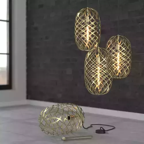 Pendant Lamp Gold Braid Metal Mesh