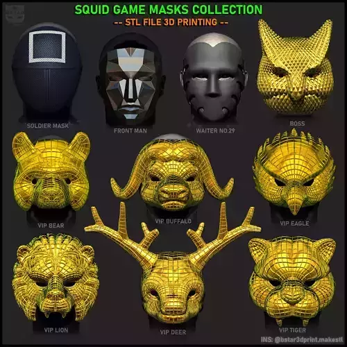 All Masks in Squid Game Movie 3D Model Collection