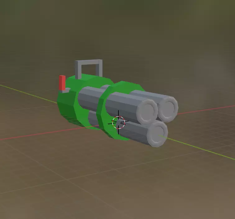 Mini-gun grenade launcher Low-poly 3D model_0