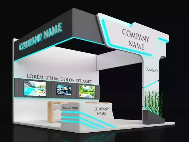 Booth Exhibition Stand Stall 6X6m Height 450 cm 3 Side Open 3D model