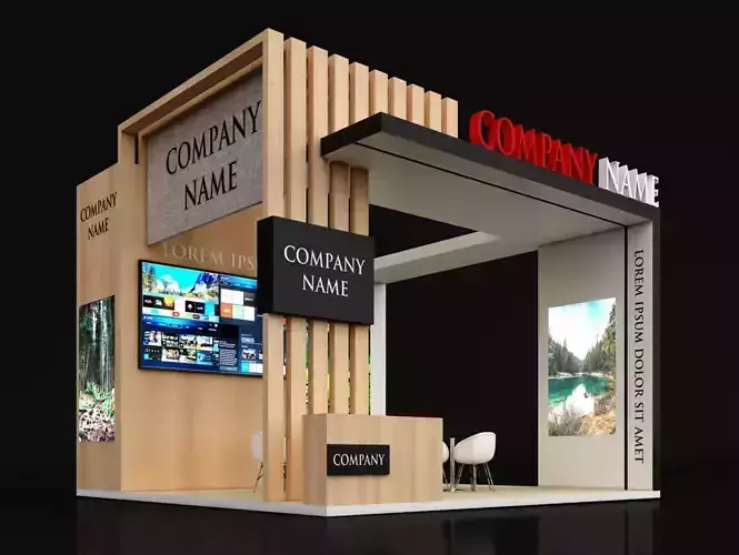 Booth Exhibition Stand Stall 6X6m Height 500 cm 3 Side Open 3D model