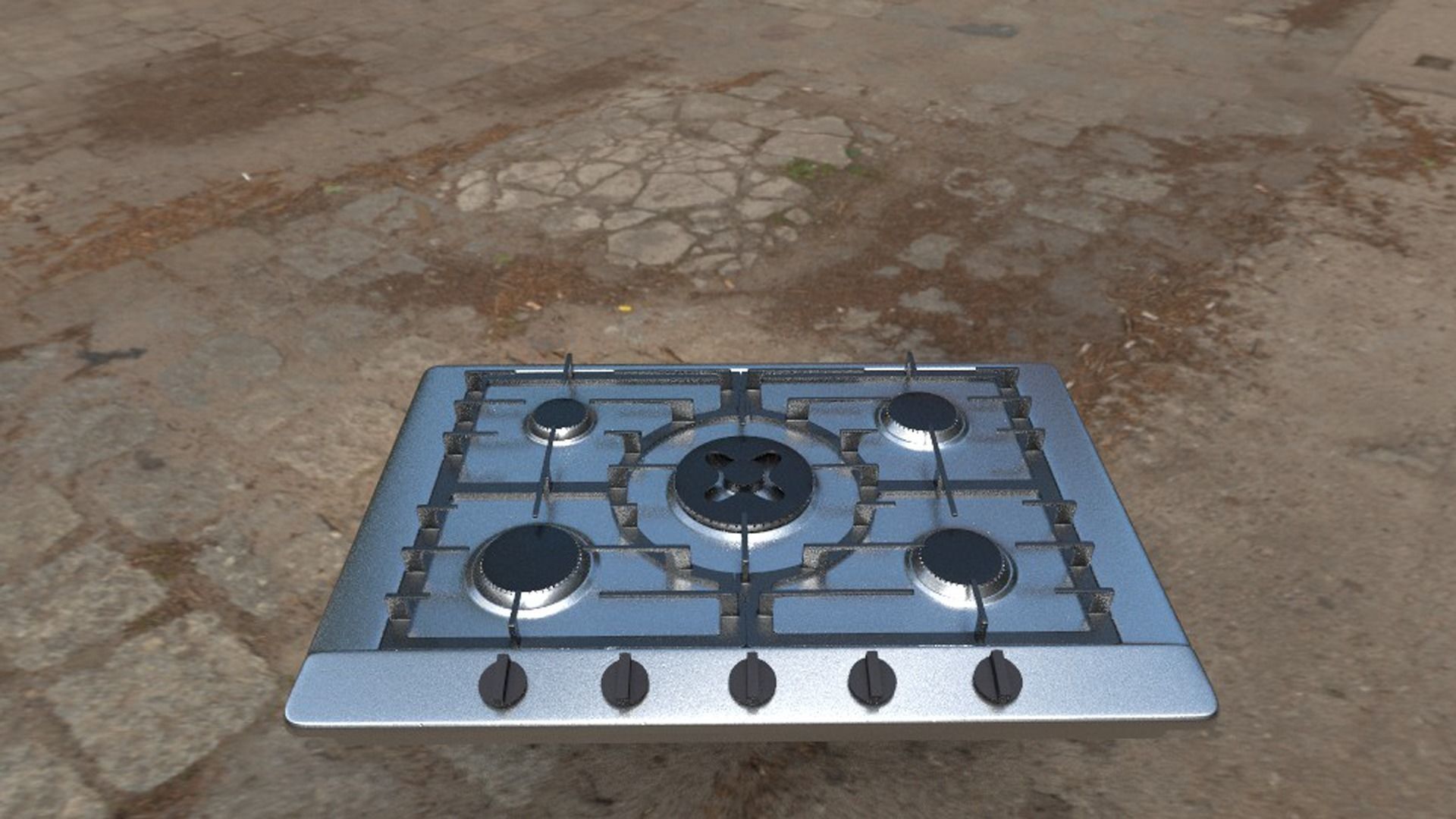 Kitchen Gas Stove PBR model with Texture 3D model_7
