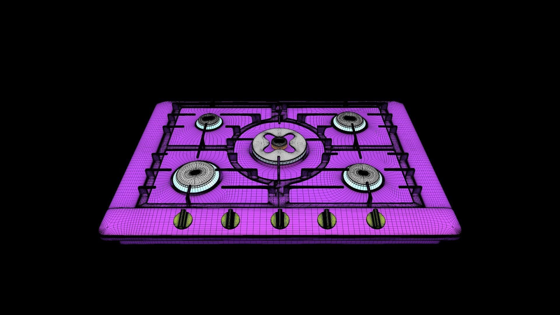 Kitchen Gas Stove PBR model with Texture 3D model_1