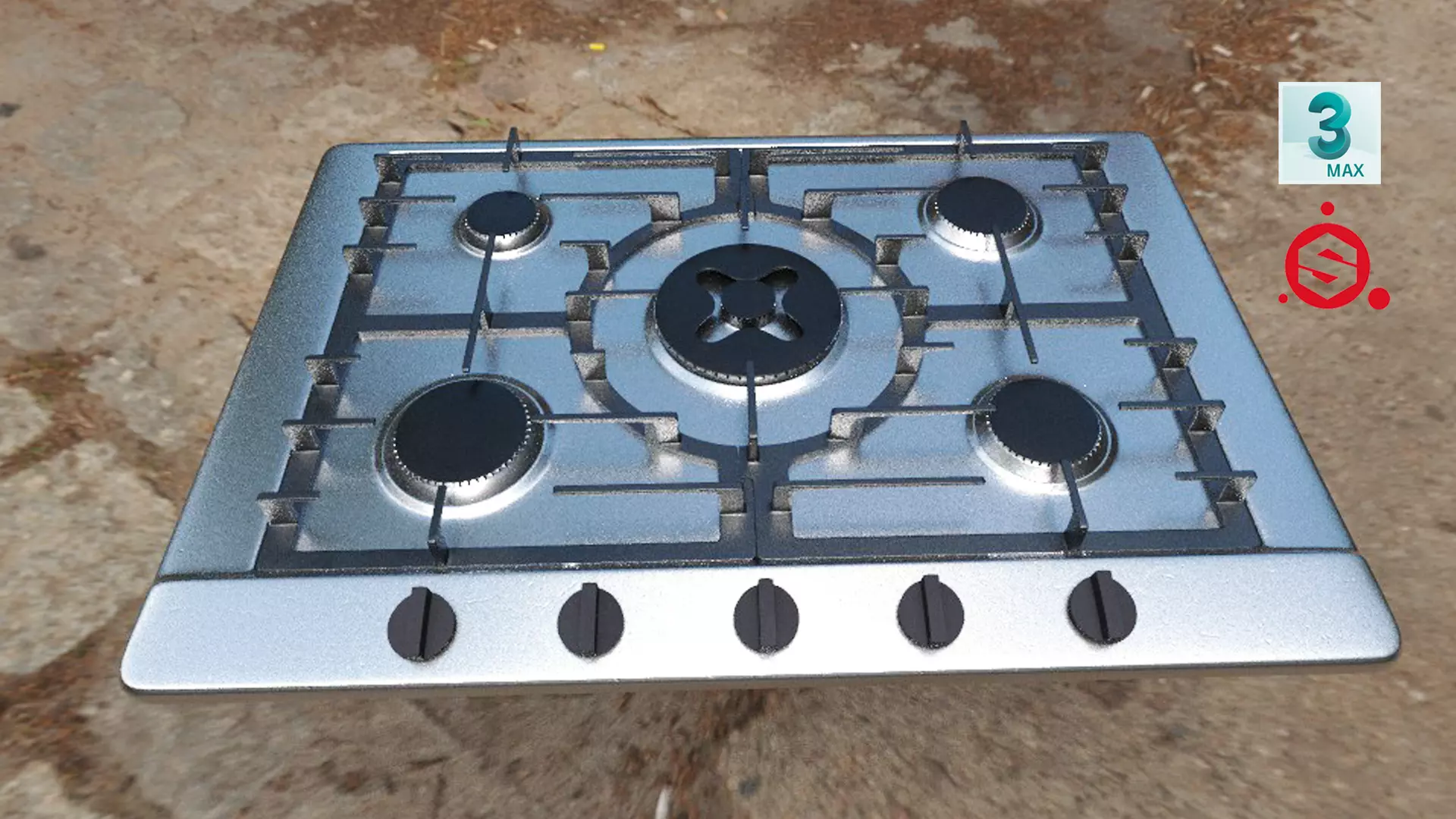 Kitchen Gas Stove PBR model with Texture 3D model_0