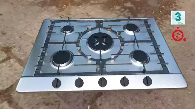 Kitchen Gas Stove PBR model with Texture