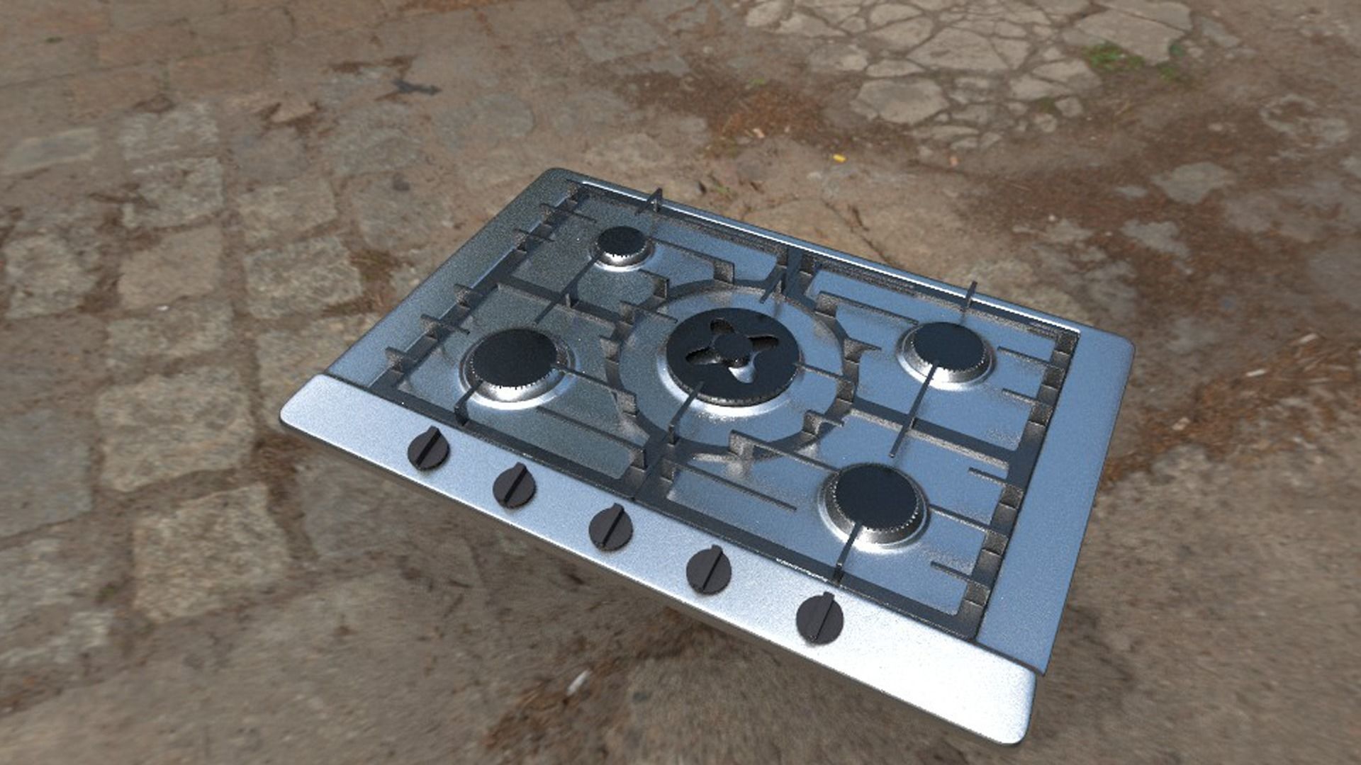 Kitchen Gas Stove PBR model with Texture 3D model_5