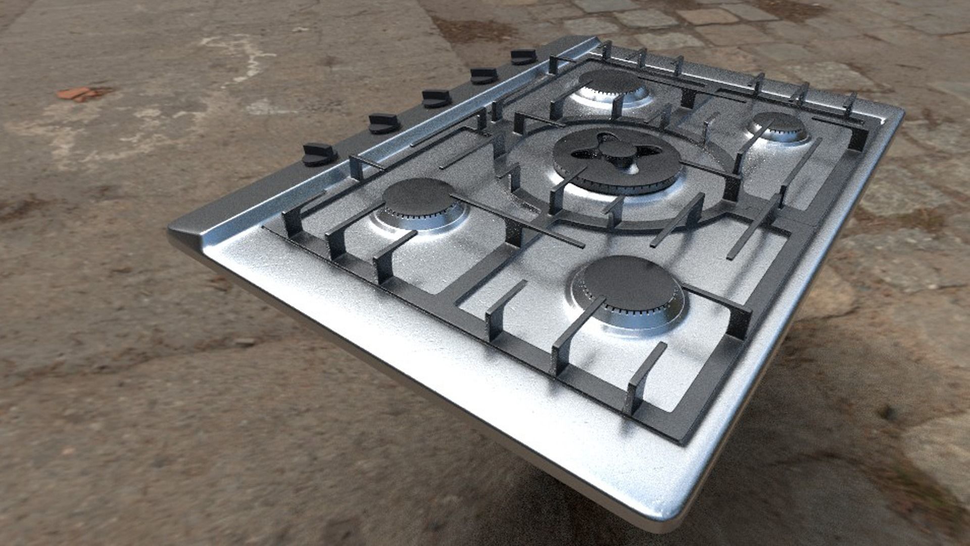 Kitchen Gas Stove PBR model with Texture 3D model_4