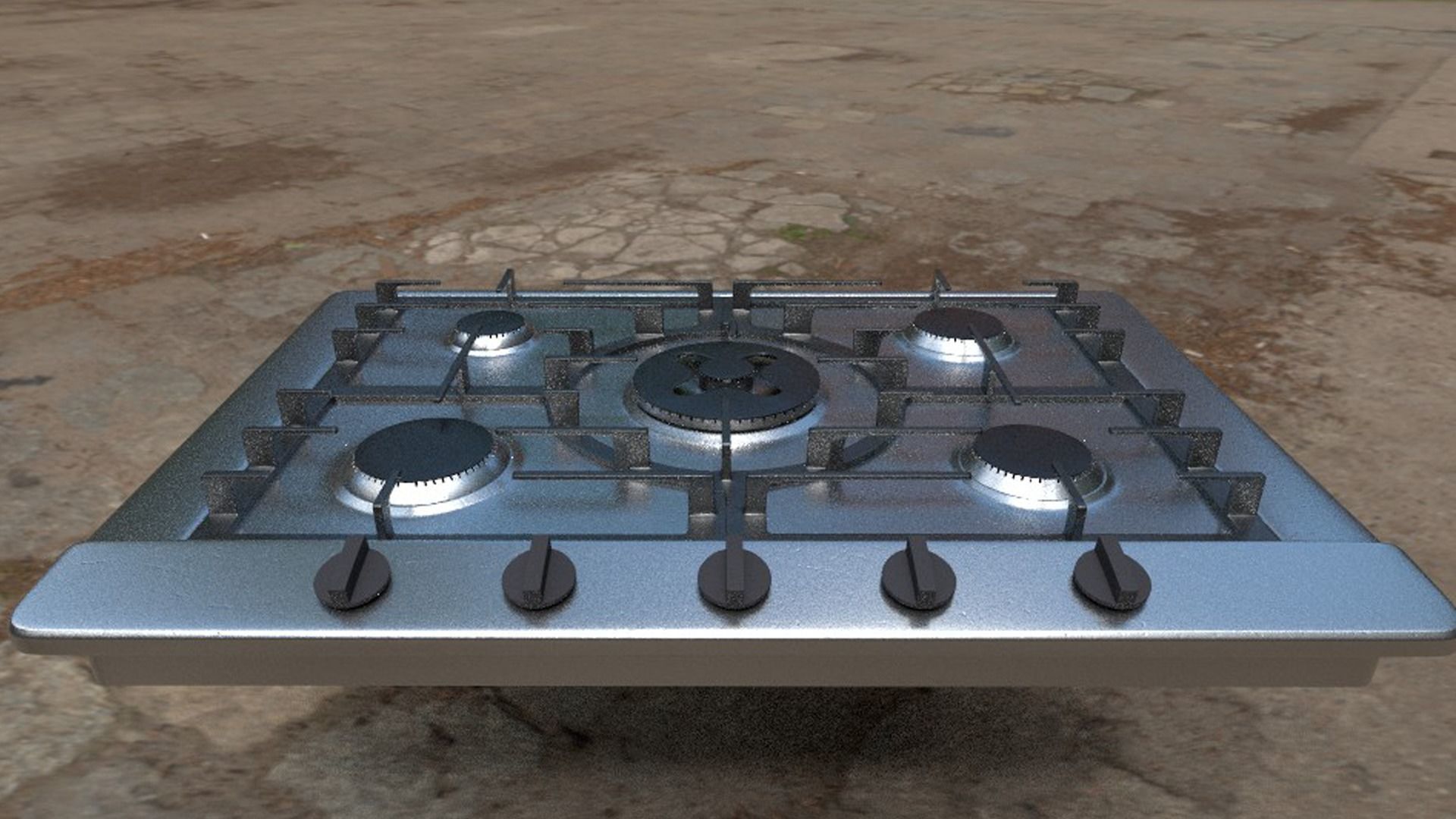 Kitchen Gas Stove PBR model with Texture 3D model_2