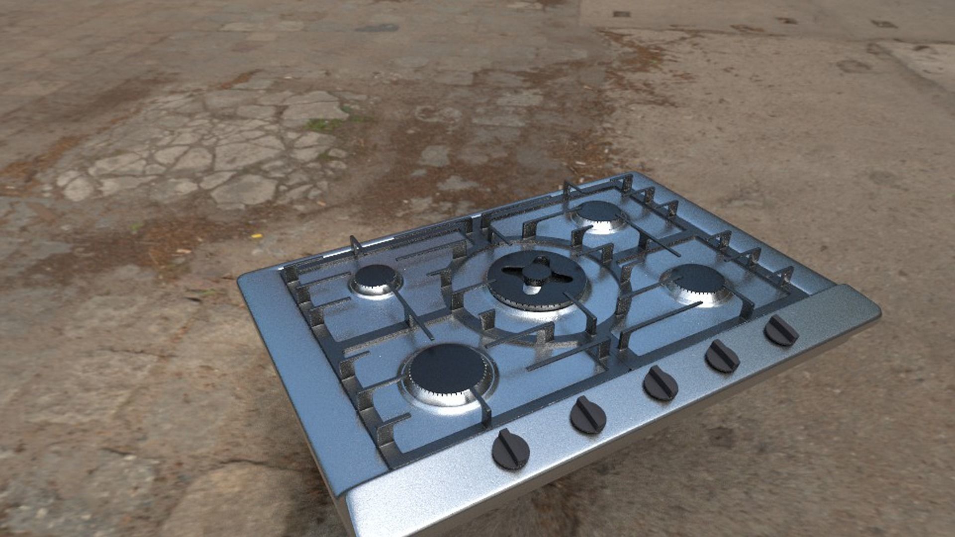 Kitchen Gas Stove PBR model with Texture 3D model_6