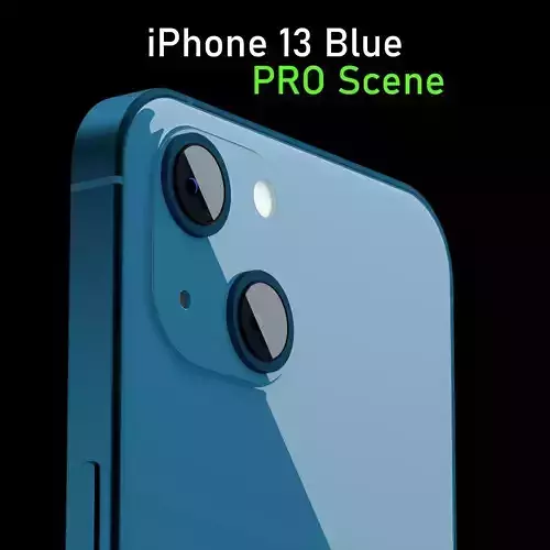 Apple iPhone 13 Blue Pro Scene Low-poly 3D model