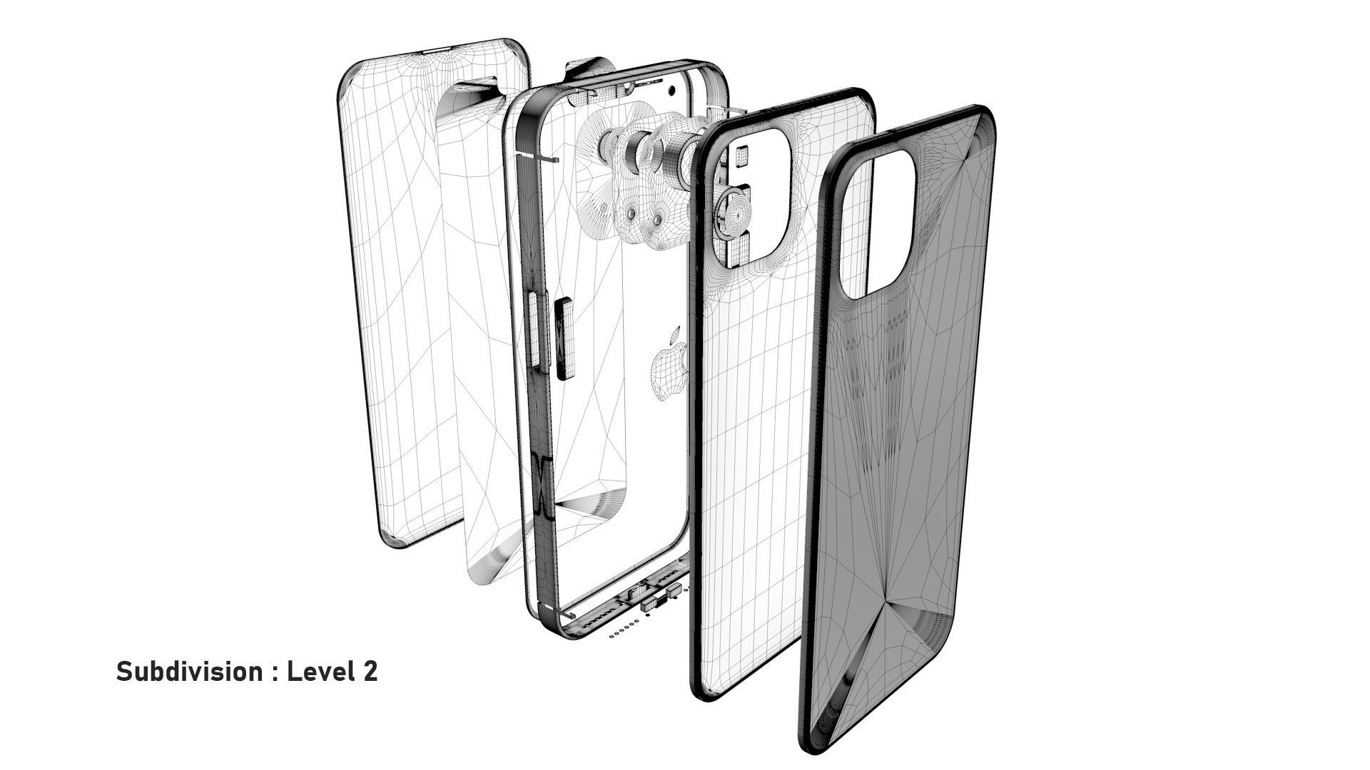 Apple iPhone 13 Blue Pro Scene Low-poly 3D model_32