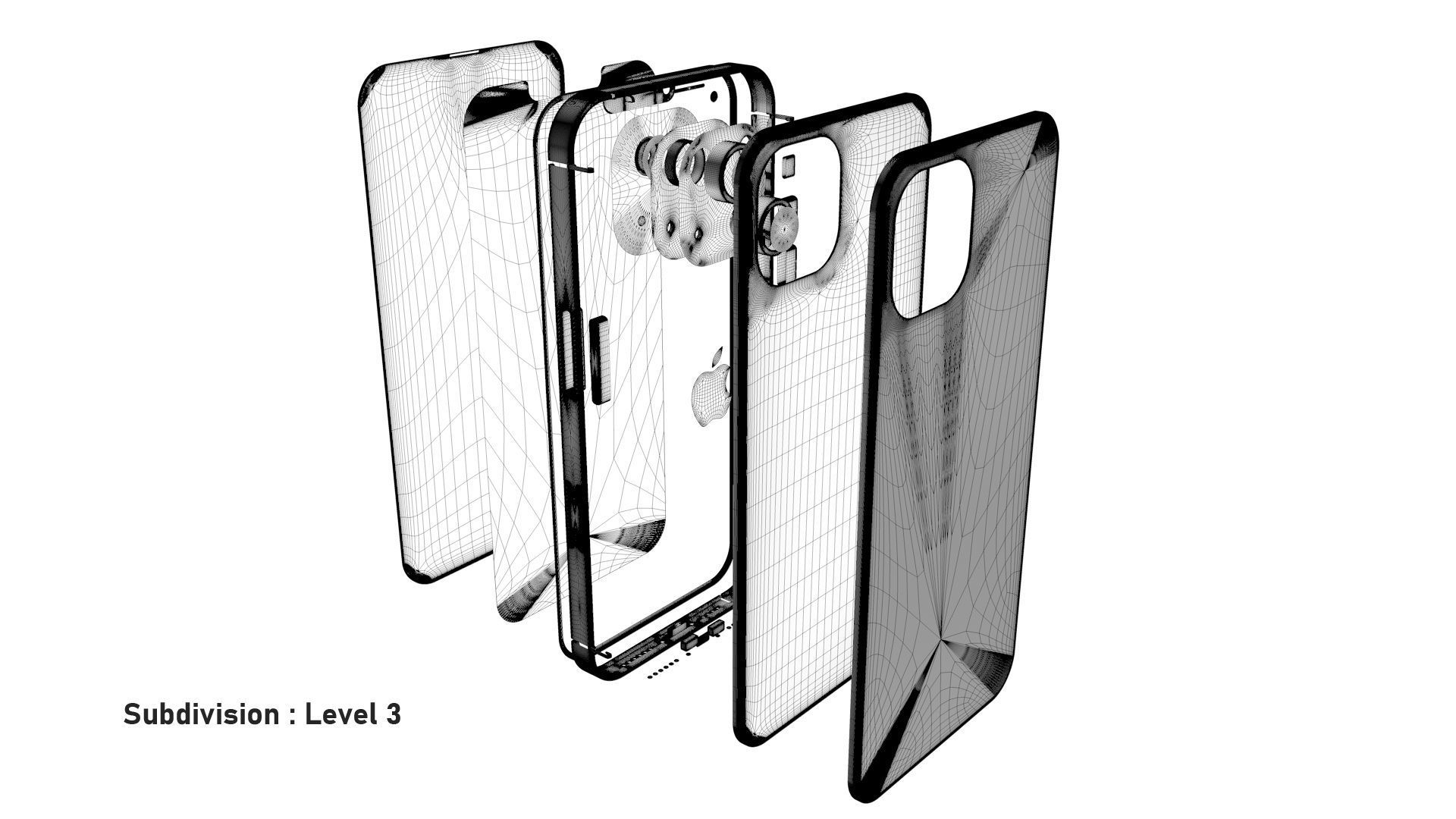 Apple iPhone 13 Blue Pro Scene Low-poly 3D model_33