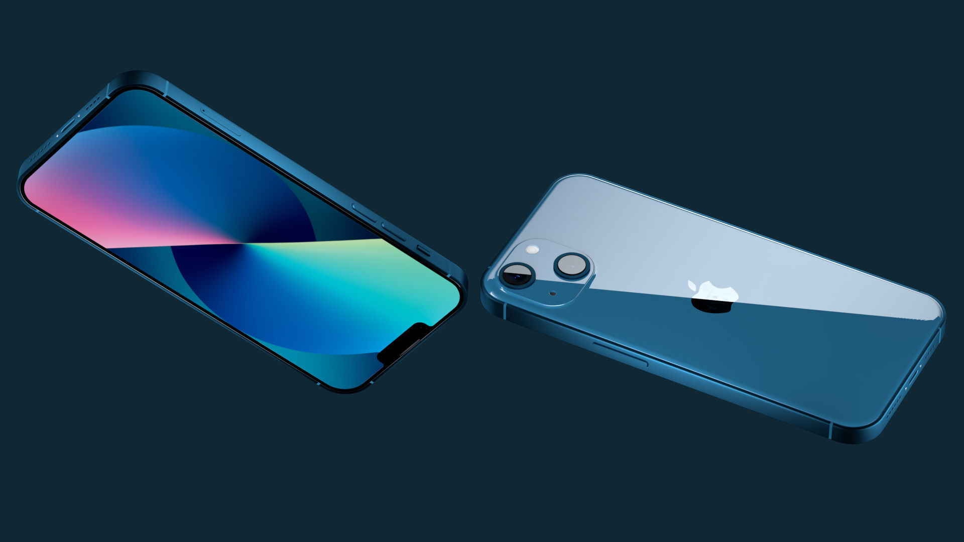 Apple iPhone 13 Blue Pro Scene Low-poly 3D model_5