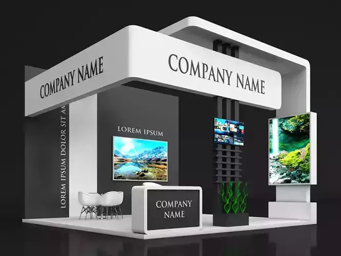 Booth Exhibition Stand Stall 6X6m Height 450 cm 3 Side Open 3D model
