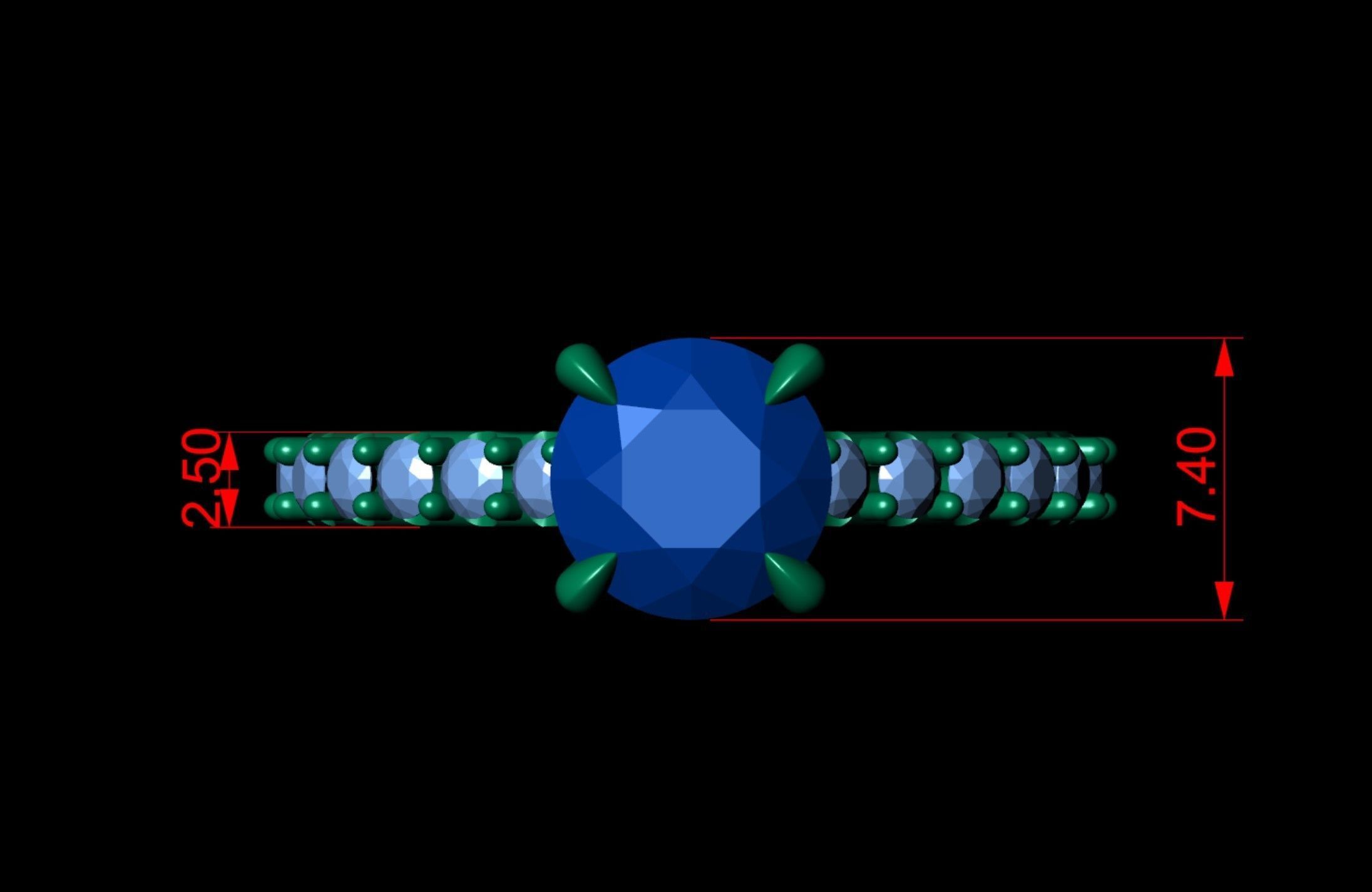 Simple Diamond  Ring  02 3D print model_7